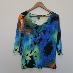 Valentina Bedazzled Tropical Printed Pattern Sz M